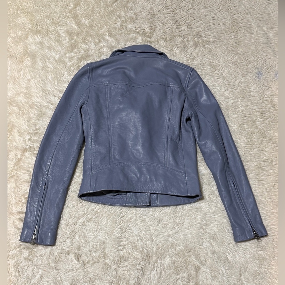 All Saints Dalby Leather Jacket in Grey Steel - Size 2 - Picture 7 of 10